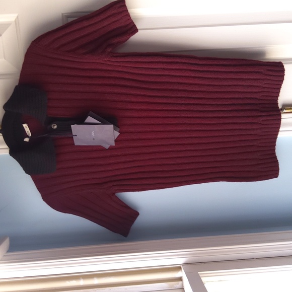 PRADA💥New💥Vintage Burgundy Cashmere Short-sleeve Sweater - Picture 1 of 5